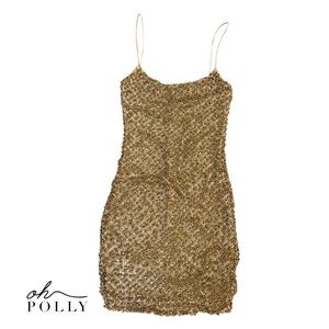 Oh Polly gold beaded dress
